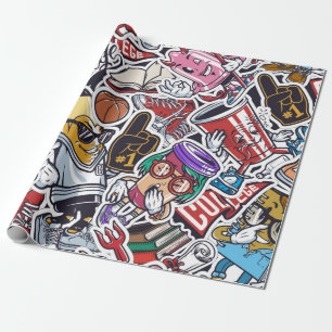Papier Cadeau Vintage collège coloré sans couture motif avec v