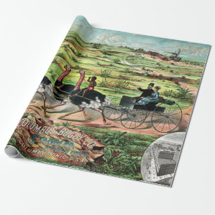 Papier Cadeau Vintage Columbus Buggy Company Australian Ostrich