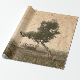 Papier Cadeau Vintage Country Tree Russe Beige Antique Farm