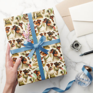 Papier Cadeau Vintage Cute Jack Russell Terrier