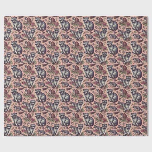 Papier Cadeau Vintage Cute Racoon (Plat)