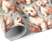 Papier Cadeau Vintage Cute West Highland White Terrier (Coin rond)