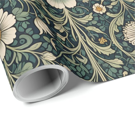 Papier Cadeau Vintage Daisy Garden Pattern (Coin rond)