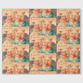 Papier Cadeau Vintage Déplaisant Chiens de Noël Couple (Plat)