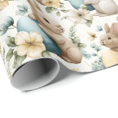Papier Cadeau Vintage Easter Bunny & Eggs Wrapping Paper (Coin rond)