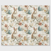 Papier Cadeau Vintage Easter Bunny & Floral (Plat)