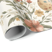 Papier Cadeau Vintage Easter Bunny & Floral (Coin rond)