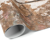 Papier Cadeau Vintage effet bois floral défraîchi (Coin rond)