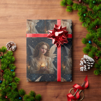 Papier Cadeau Vintage Élégant Ange de Noël