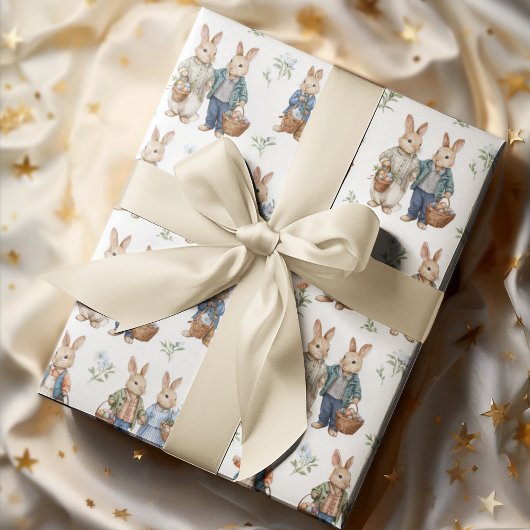 Papier Cadeau Vintage Elegant Rabbits | Easter Wrapping Paper