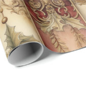 Papier Cadeau Vintage Élégant Stripes de Noël (Coin rond)