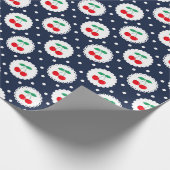 Papier Cadeau Vintage été Marine, White & Red Cherries (Coin)