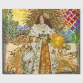 Papier Cadeau Vintage femme Soleil d'or : Leo Zodiac Collage Art (Plat)