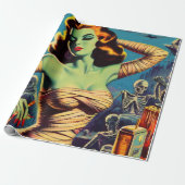 Papier Cadeau Vintage fille maman horreur (Déroulé)