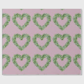 Papier Cadeau Vintage Fleurs blanches Coeur avec verdure (Plat)