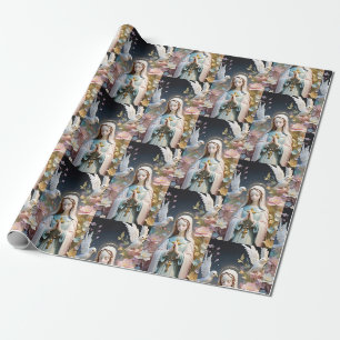 Papier cadeau vintage Floral Vierge Marie
