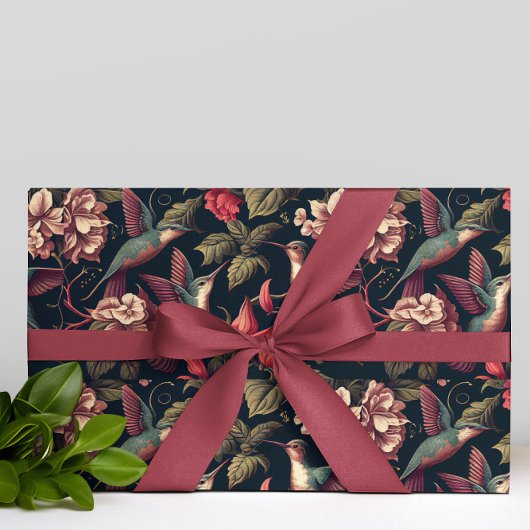 Papier Cadeau Vintage Florals & Hummingbirds Motif