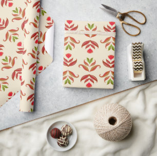 Papier Cadeau Vintage Folal Art Floral Imprimer Cosy Rustique Au
