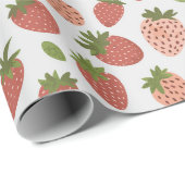 Papier Cadeau Vintage fraises vertes et rouges (Coin rond)
