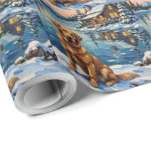 Papier Cadeau Vintage Golden Retriever by Lakeside Christmas (Coin rond)