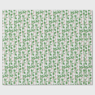 Papier Cadeau Vintage Green Holly Feuilles Red Berries Noël