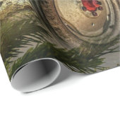 Papier Cadeau Vintage Green Tractor Grange Noël (Coin rond)