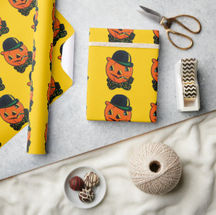 Papier Cadeau Vintage Halloween citrouille papier d'emballage de