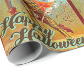 Papier Cadeau Vintage Halloween danser en costume Jester (Coin rond)