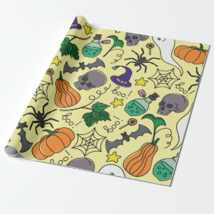 Papier Cadeau vintage Halloween sans couture motif. Citrouille,