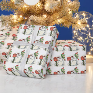 Papier Cadeau Vintage hiver Snowman hiver Casquette rouge boîte