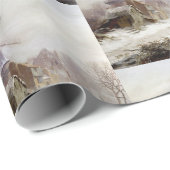 Papier Cadeau Vintage hiver Windmill paysage enneigé (Coin rond)