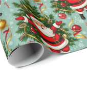 Papier Cadeau Vintage Holiday Whimsy: Santa & Tree Jubilee (Coin rond)