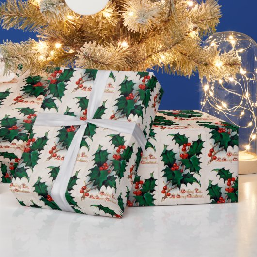 Papier Cadeau Vintage Holly Berry (Vacances)