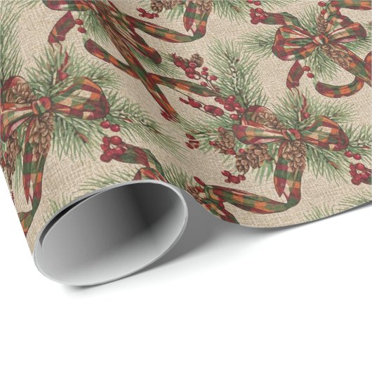 Papier Cadeau Vintage Holly Christmas Wrapping Paper (Coin rond)