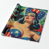 Papier Cadeau Vintage horreur vampire fille (Déroulé)