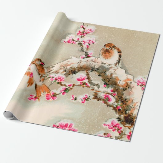 Papier Cadeau Vintage japonais sur une branche (Déroulé)