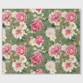Papier Cadeau Vintage Jardin Botanique Fleurs Motif (Plat)