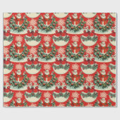 Papier Cadeau Vintage jour férié en rouge (Plat)