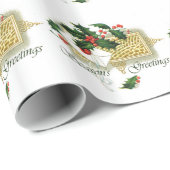 Papier Cadeau Vintage Joyeuses Fêtes de Noël (Coin rond)