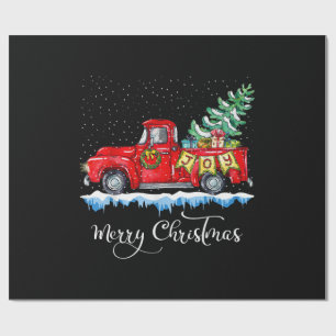 Papier Cadeau Vintage Joyeux Noël Camion Rouge Noël Ancien Style