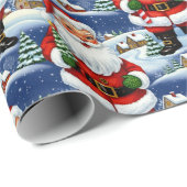 Papier Cadeau Vintage Kitsch Kris Kringle (Coin rond)