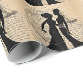 Papier Cadeau Vintage Love & Marriage Lesbian Wedding Longfellow (Coin rond)