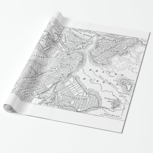 Papier Cadeau Vintage Map of Boston (Déroulé)