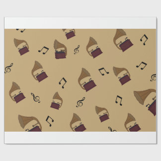 Papier Cadeau Vintage Melody Gramophone Music Motif