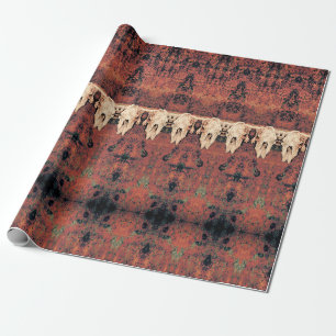 Papier Cadeau Vintage Motif Tribal rouille Orange Taureau