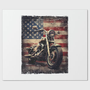 Papier Cadeau Vintage Motorcycle USA Drapeau Retro Biker América