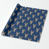 Papier Cadeau Vintage Noël Angel Bleu foncé Vacances (Déroulé)