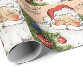 Papier Cadeau Vintage Noël Bonjour ! Jolly Santa Claus (Coin rond)
