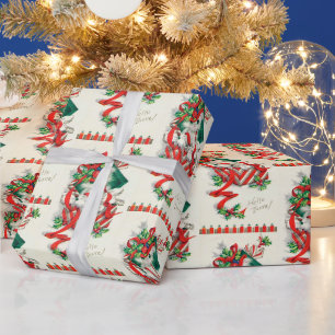 Papier Cadeau Vintage Noël chats Vacances