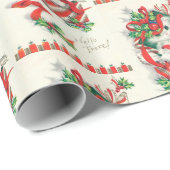 Papier Cadeau Vintage Noël chats Vacances (Coin rond)